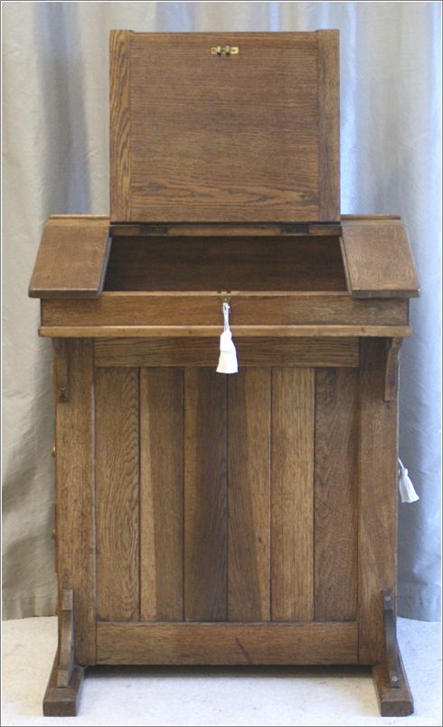 4034 Antique Oak Clerks Desk - Lectern - Reception Desk (7)